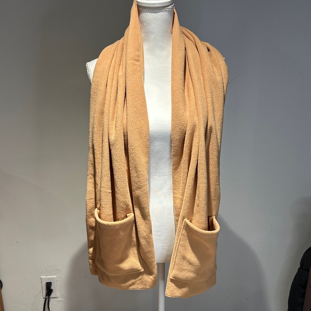 Cozy Tan Scarf with Pockets